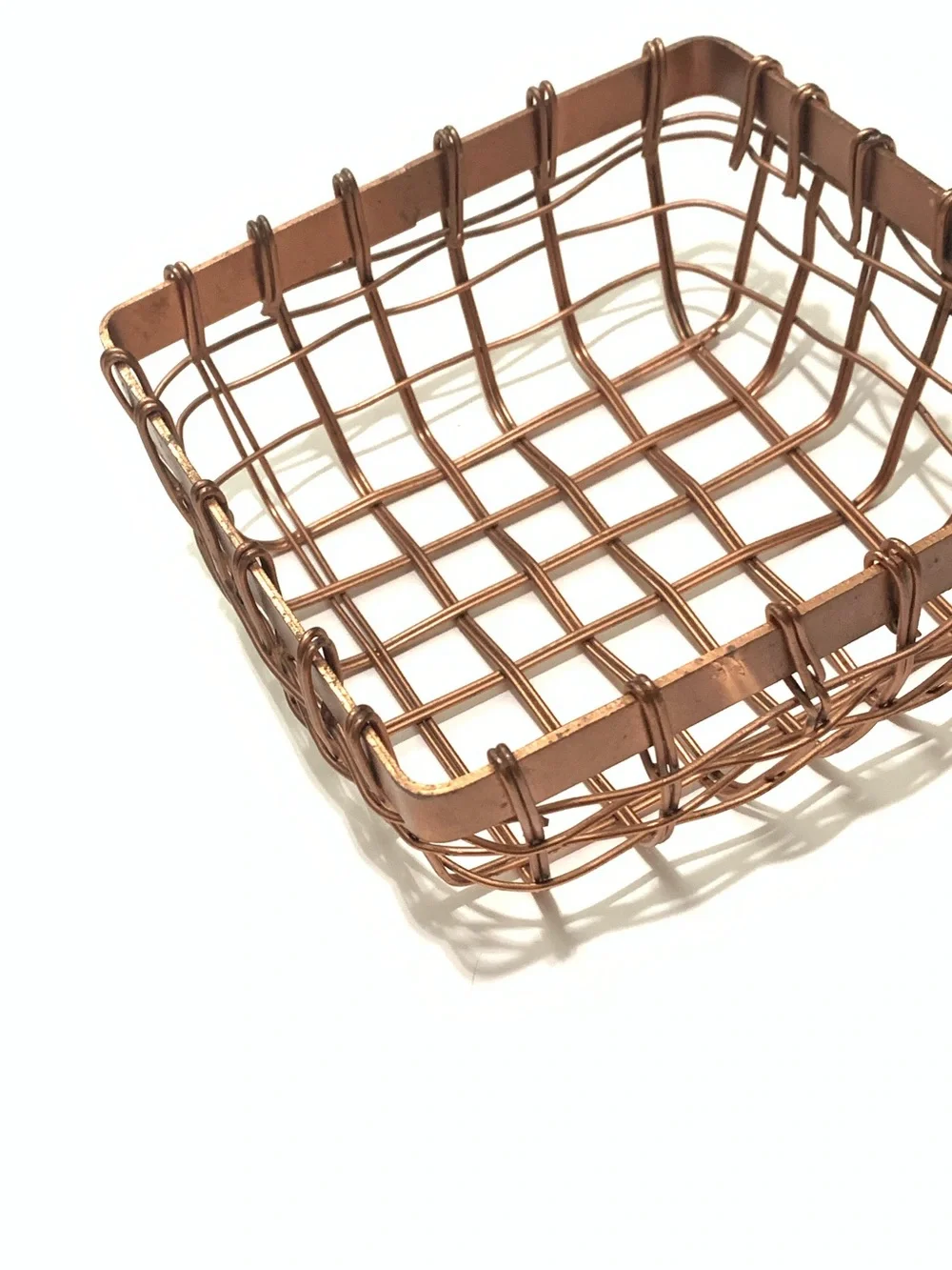 Copper Wire Square Decorative Basket - Vintage